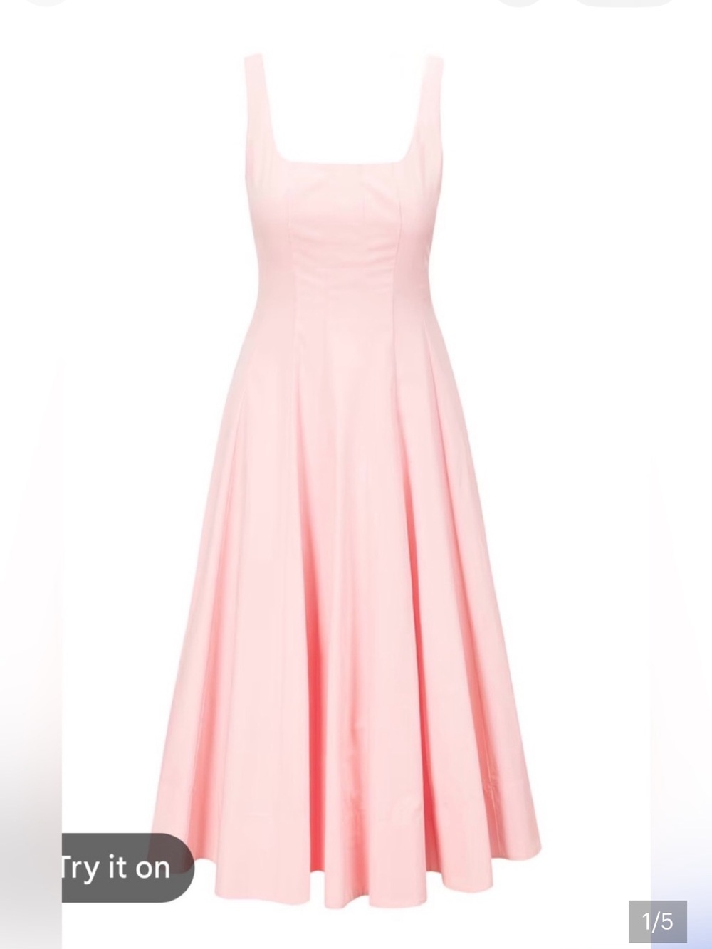 STAUD Light Pink Full Circle Wells Midi Dress
